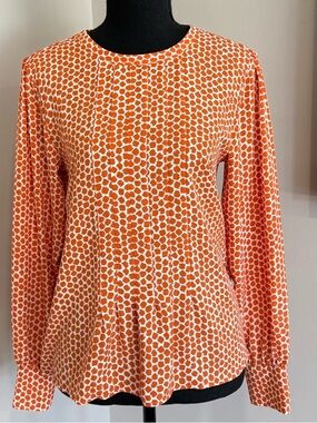 Ann Taylor Orange and White Spot Print Top